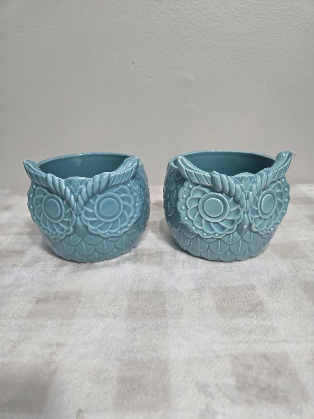 Blue Ceramic Owl Planter - Decorative Home Accent